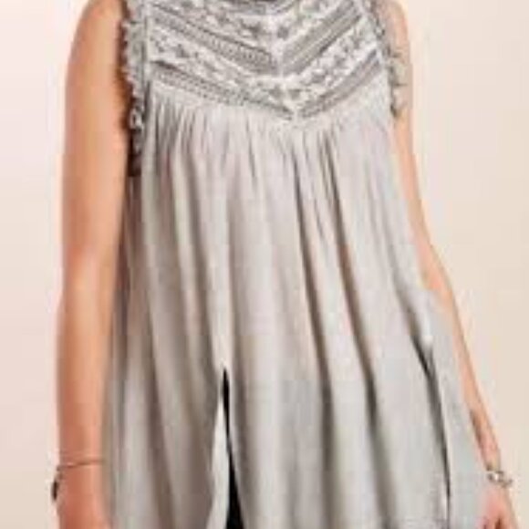 POL Tops - POL Boho Victorian Crochet Sleeveless Lace Trim Coquette Women's M Tunic Top
